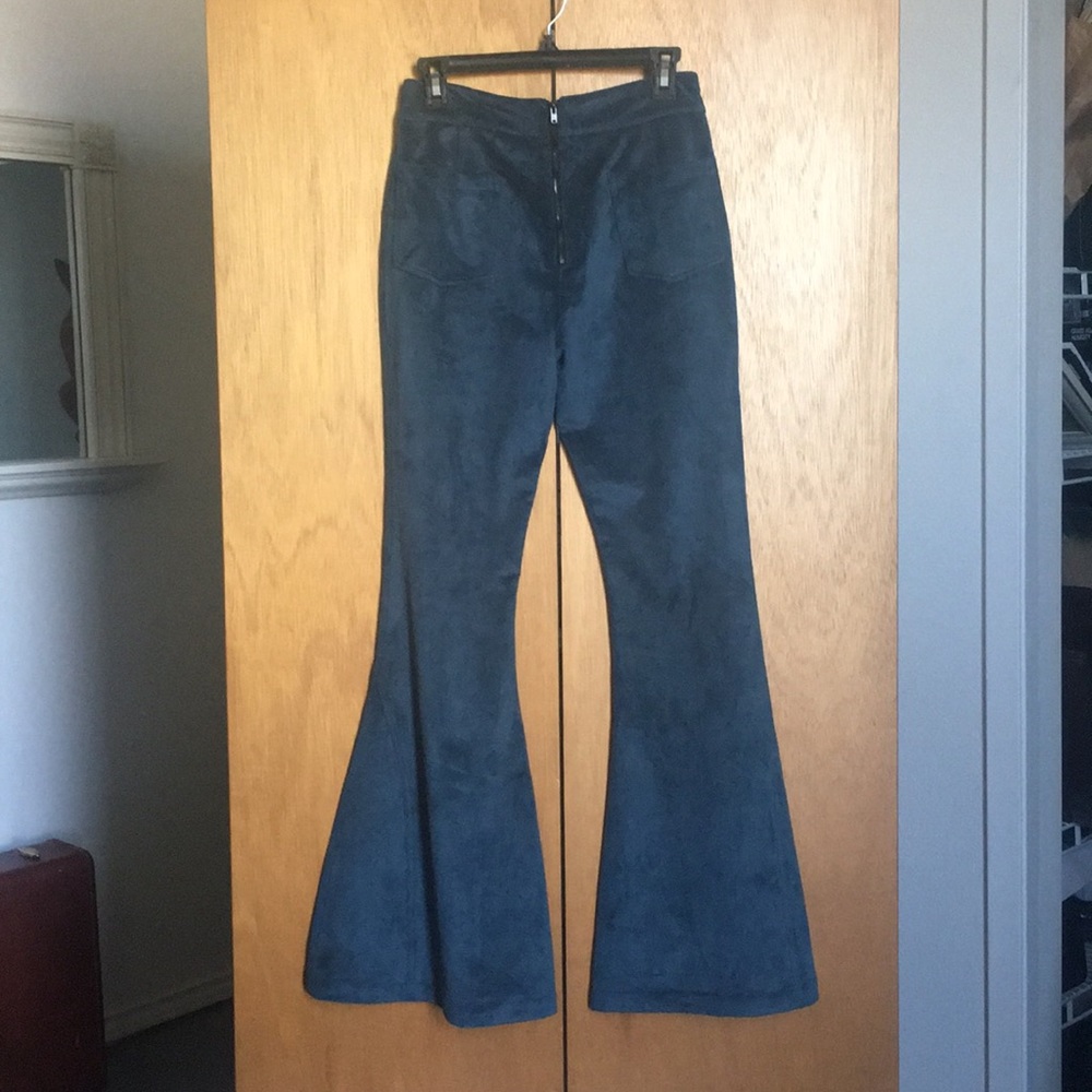 70s blue vintage flare velvet pants
